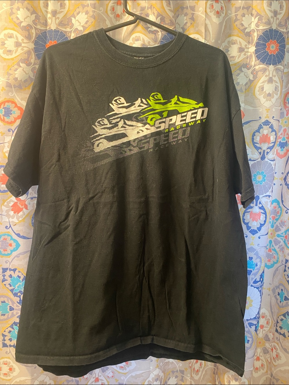 Black Short-Sleeve 'Speed Raceway' Graphic Tee - Neon Green Accent